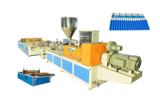 PVC / PP / PE Plastic Roofing Sheet Extrusion Line With Conical Twin Screw Extruder